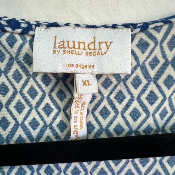 Laundry by Shelli Segal Sleeveless Cowl Neck Top - XL blue & white print - Picture 2 of 5